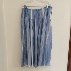 J. Crew Striped Blue and White Midi Skirt